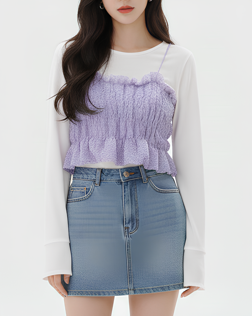 フリルレイヤードトップス Mc770