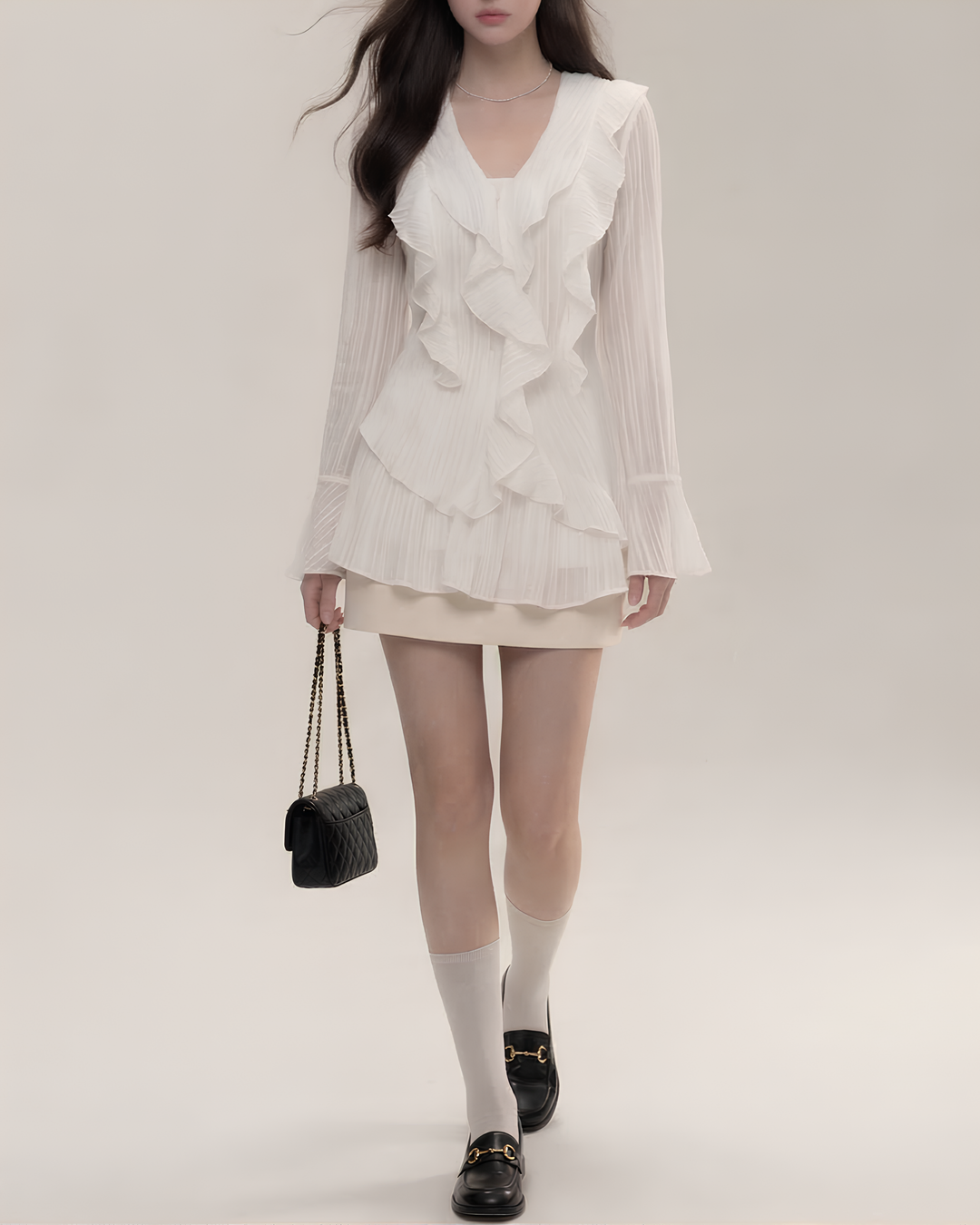 シフォンフリルホワイトセットアップ Mc 796