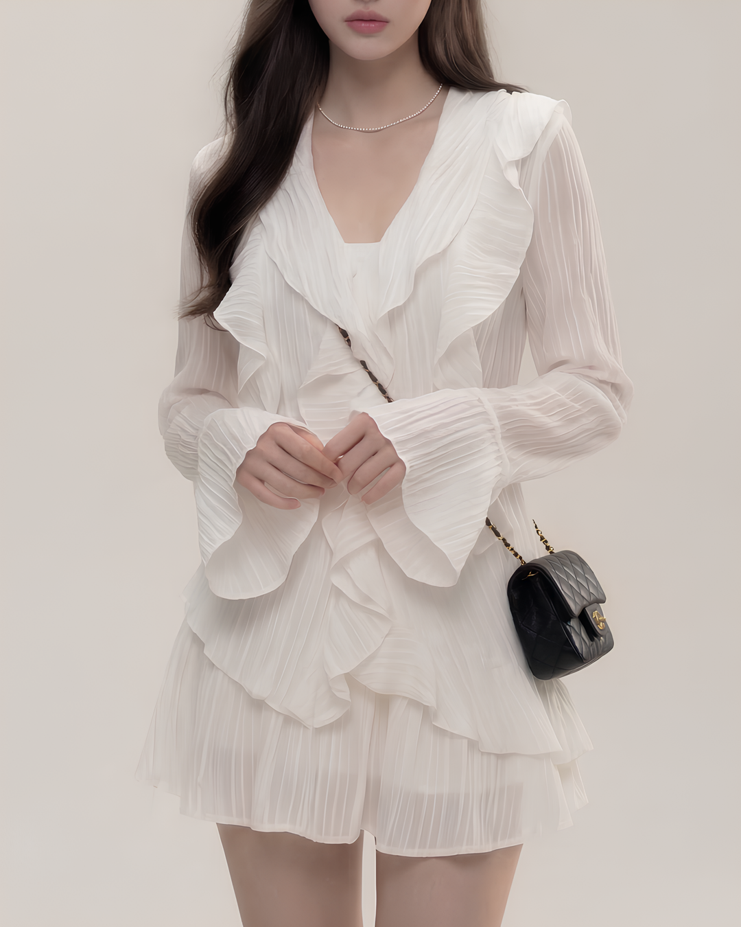 シフォンフリルホワイトセットアップ Mc 796