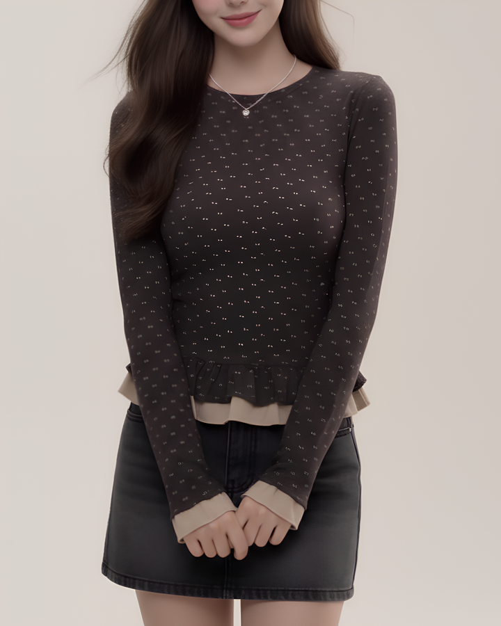 ショコラフラワーペプラムトップス Mc 760