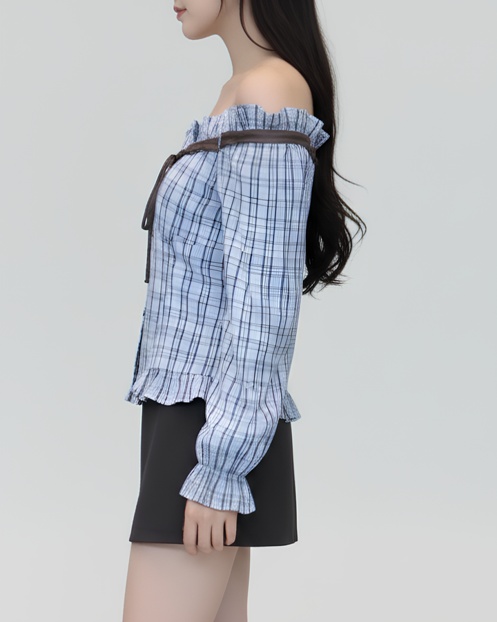 クラシックチェックオフショルトップス Mc763