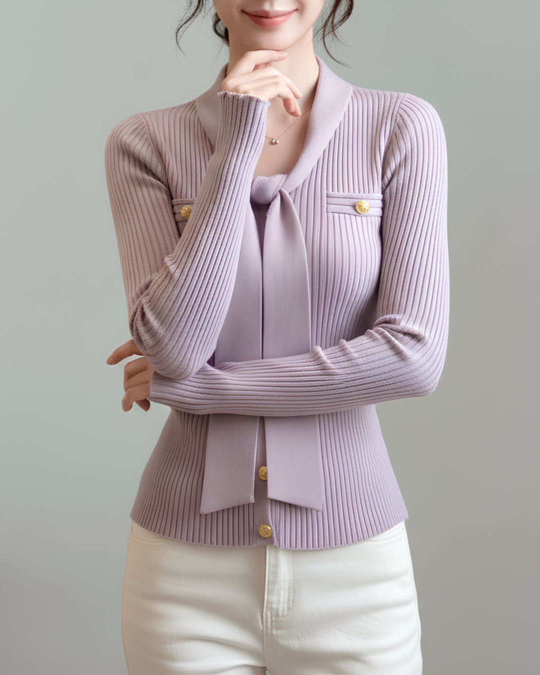 リボンタイリブカーディガン Mc 754