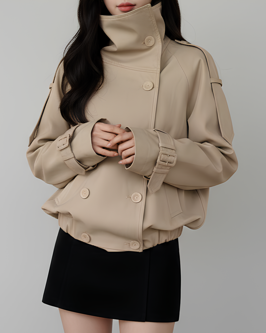 スタンドネックショートトレンチブルゾン Mc 764