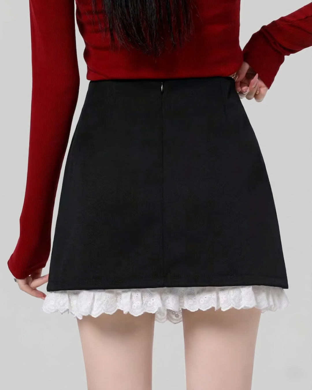 レースレイヤードリボンミニスカート Mc 794