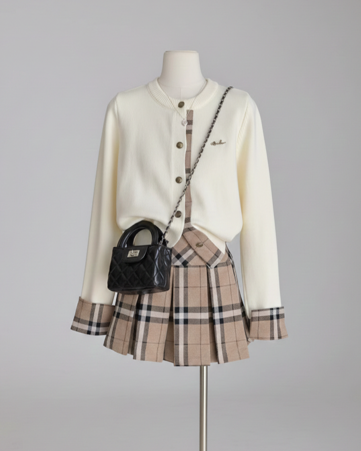 チェックラインニットカーディガン Mc 595