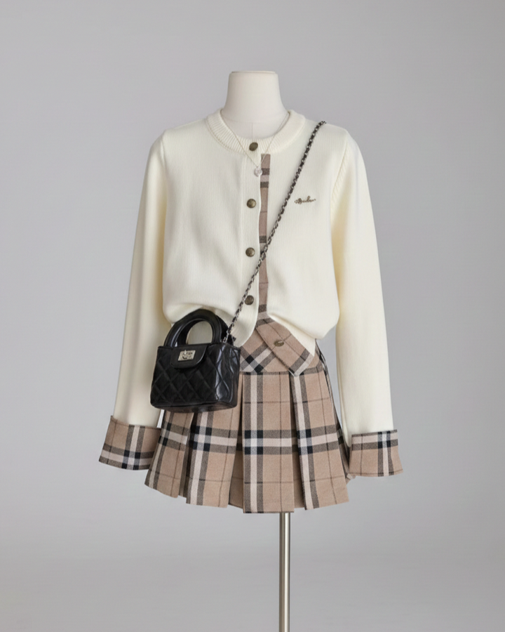 チェックラインニットカーディガン Mc 595