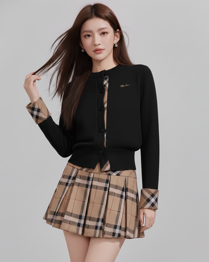 チェックラインニットカーディガン Mc 595