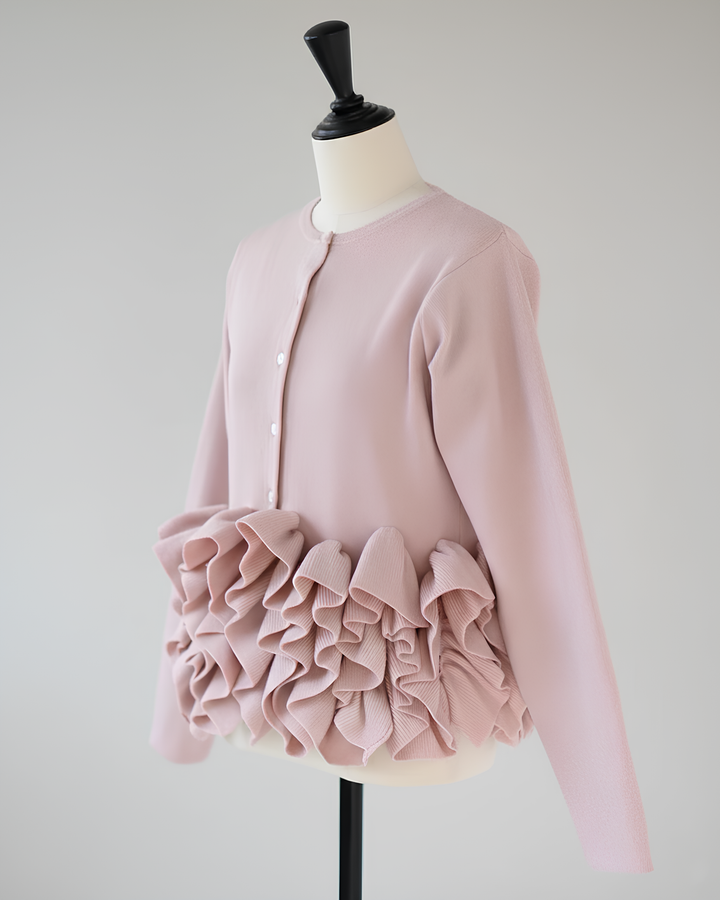 ボリュームフリルペプラムニットトップス Mc745