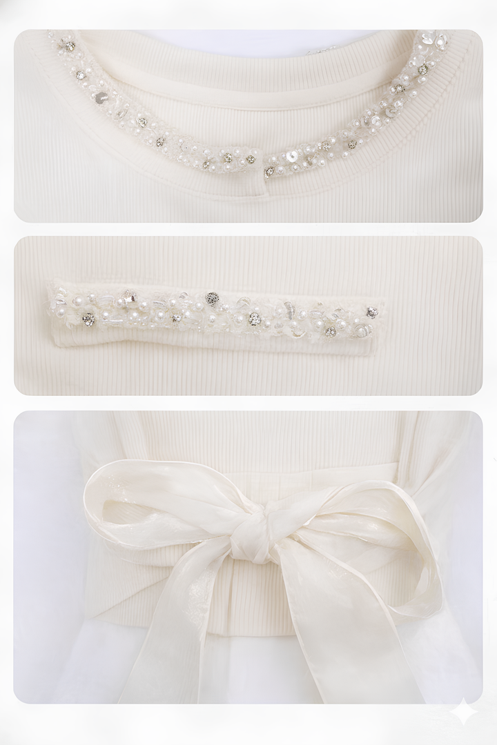 バックリボンビジューカーディガン Mc750