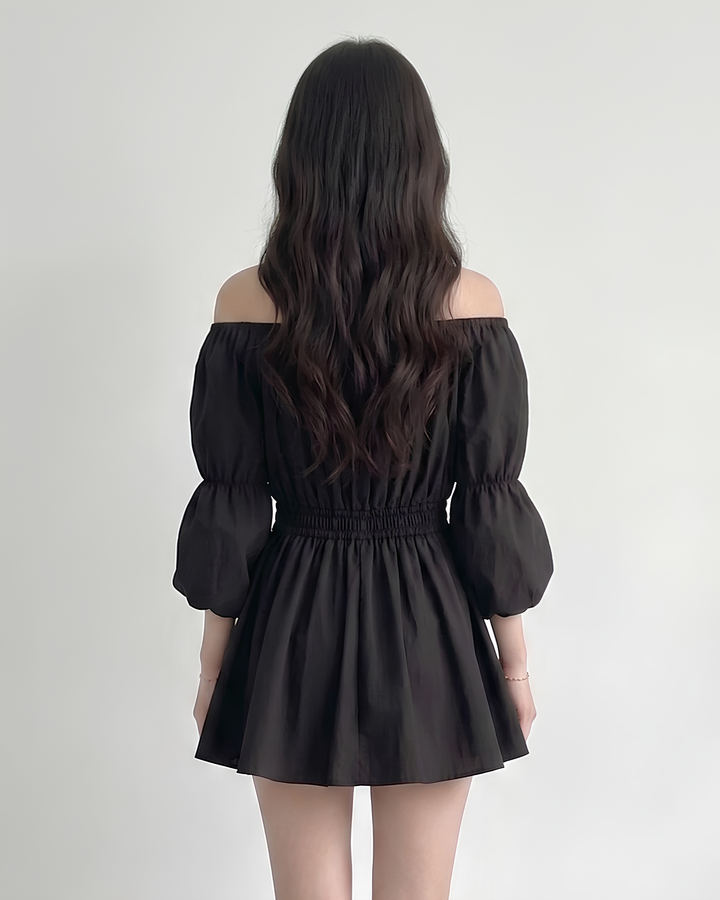 シフォンバルーンオフショルワンピース Mc778