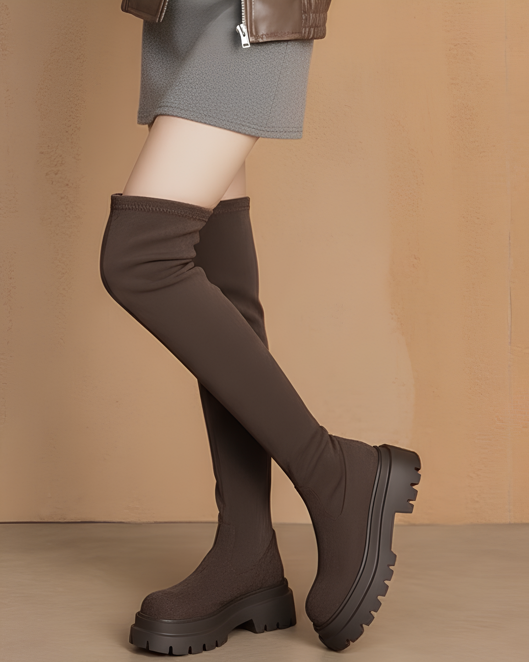 スリムフィット厚底ロングブーツ Mc 638