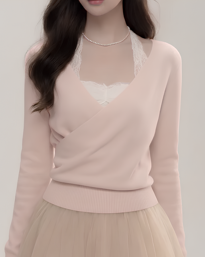 ミルクティーレースカシュクールトップス×スカート Mc758