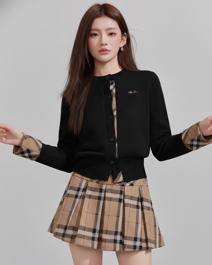 チェックラインニットカーディガン Mc 595