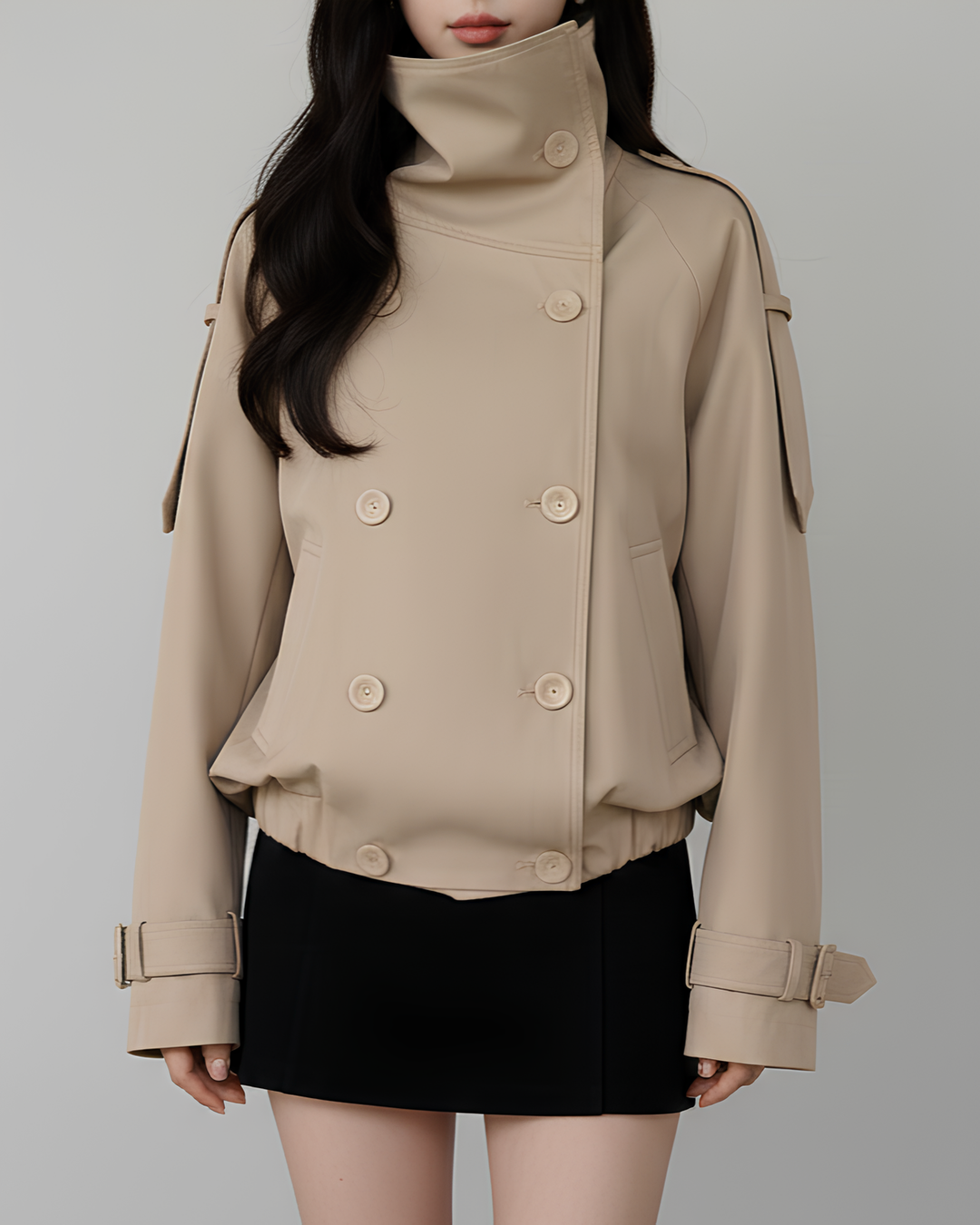 スタンドネックショートトレンチブルゾン Mc 764