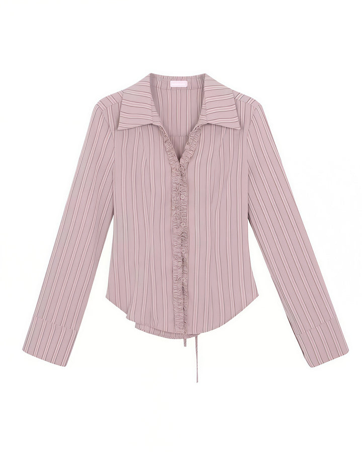 フリルストライプシャツ Mc 640