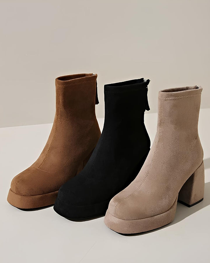 スエード厚底スクエアショートブーツ Mc 623