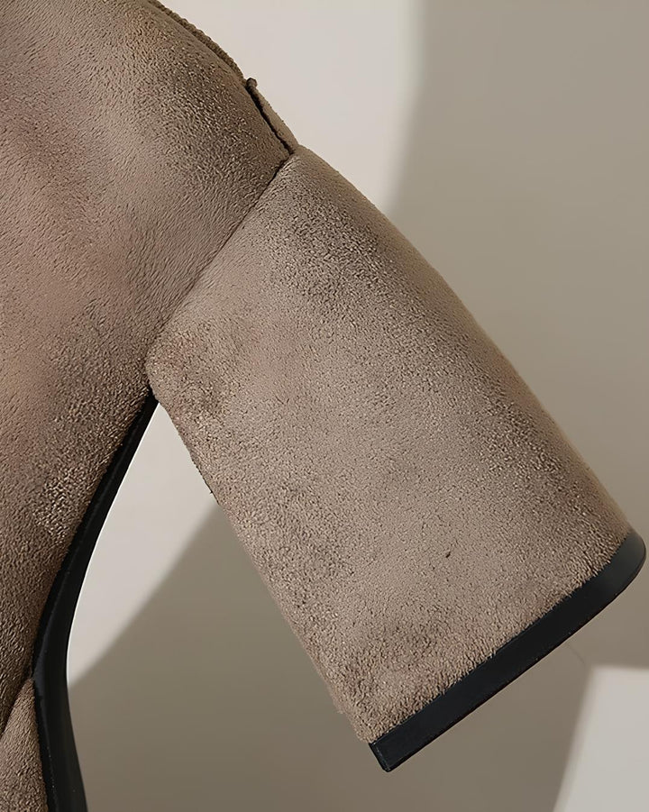 スエード厚底スクエアショートブーツ Mc 623