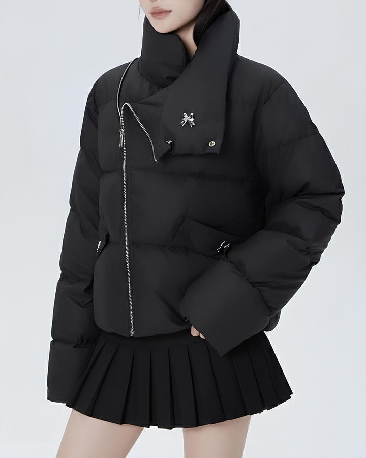 アシメジップリボンチャームショートダウンMc 629