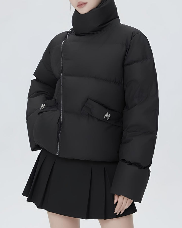 アシメジップリボンチャームショートダウンMc 629