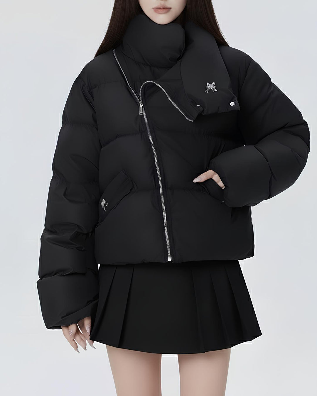 アシメジップリボンチャームショートダウンMc 629