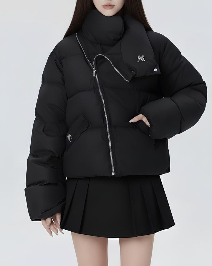 アシメジップリボンチャームショートダウンMc 629