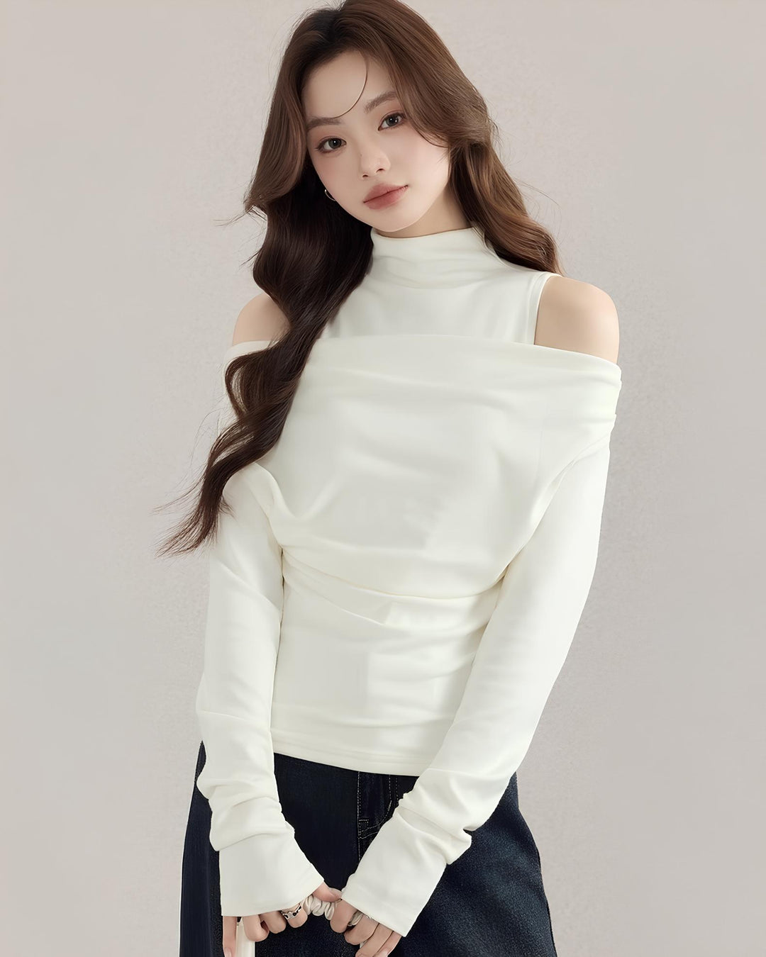 デュアルネックデザイントップス  Mc 627