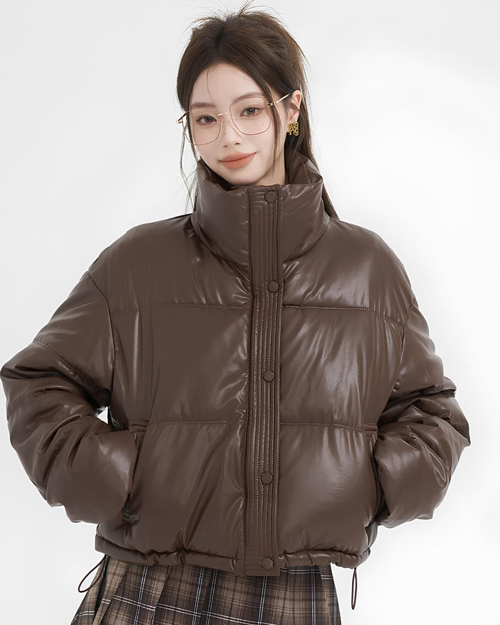 レザーブラウンショートダウンジャケット Mc 634