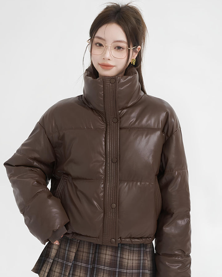 レザーブラウンショートダウンジャケット Mc 634