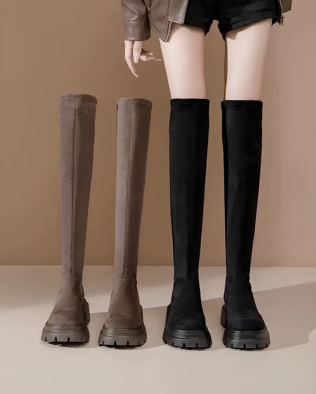 スリムフィット厚底ロングブーツ Mc 638