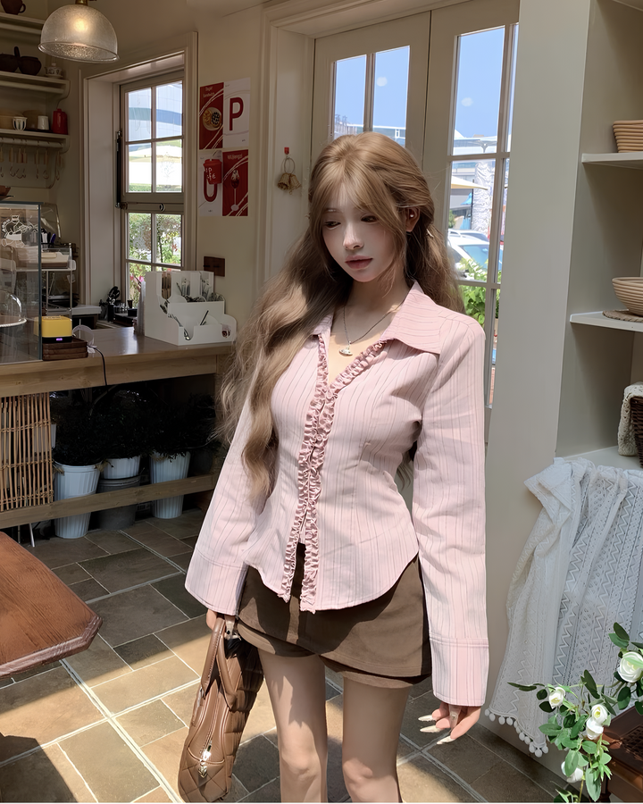 フリルストライプシャツ MC 640