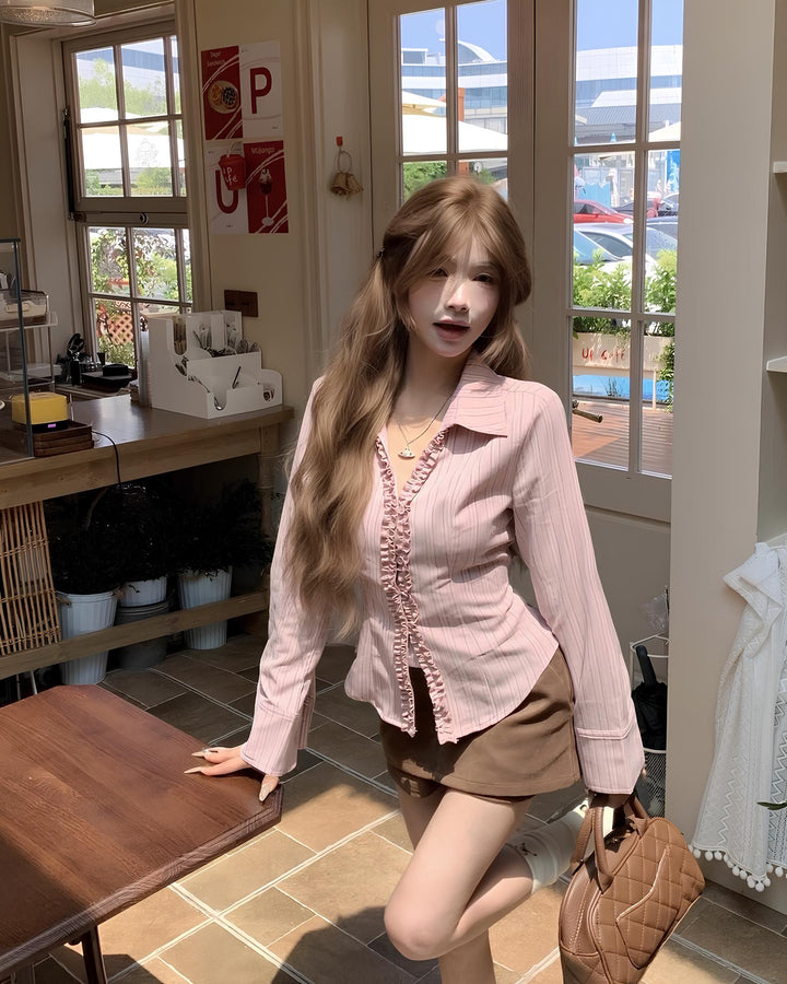 フリルストライプシャツ MC 640