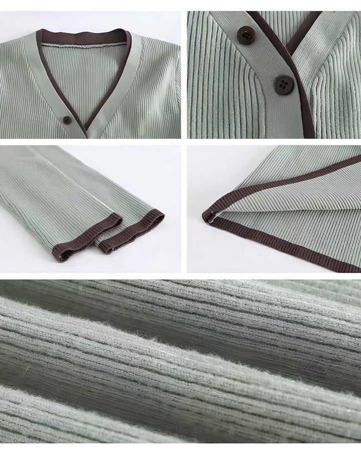 2way配色ヘンリーネックリブニットトップス Mc 643