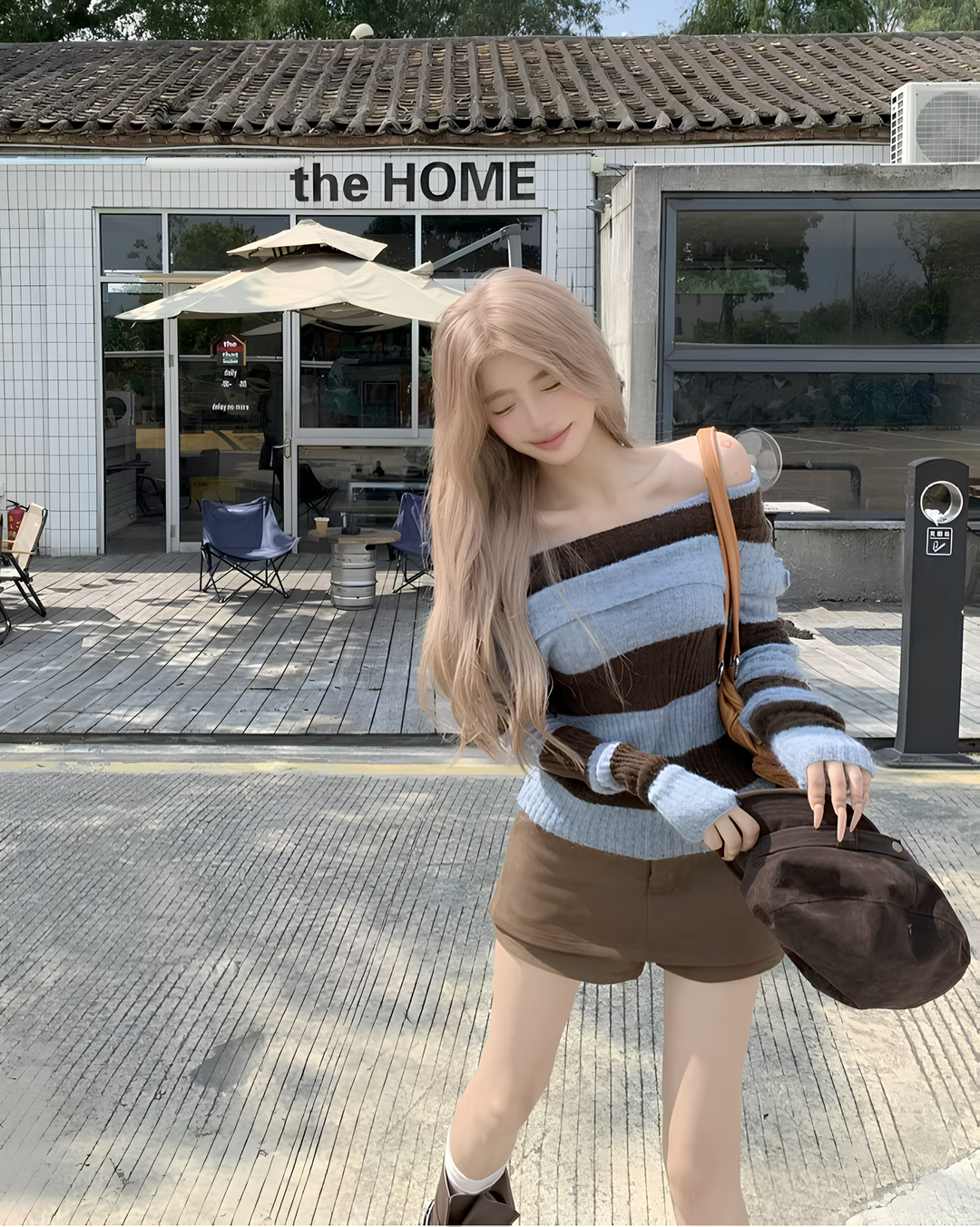 オフショルボーダーニットトップス Mc 644