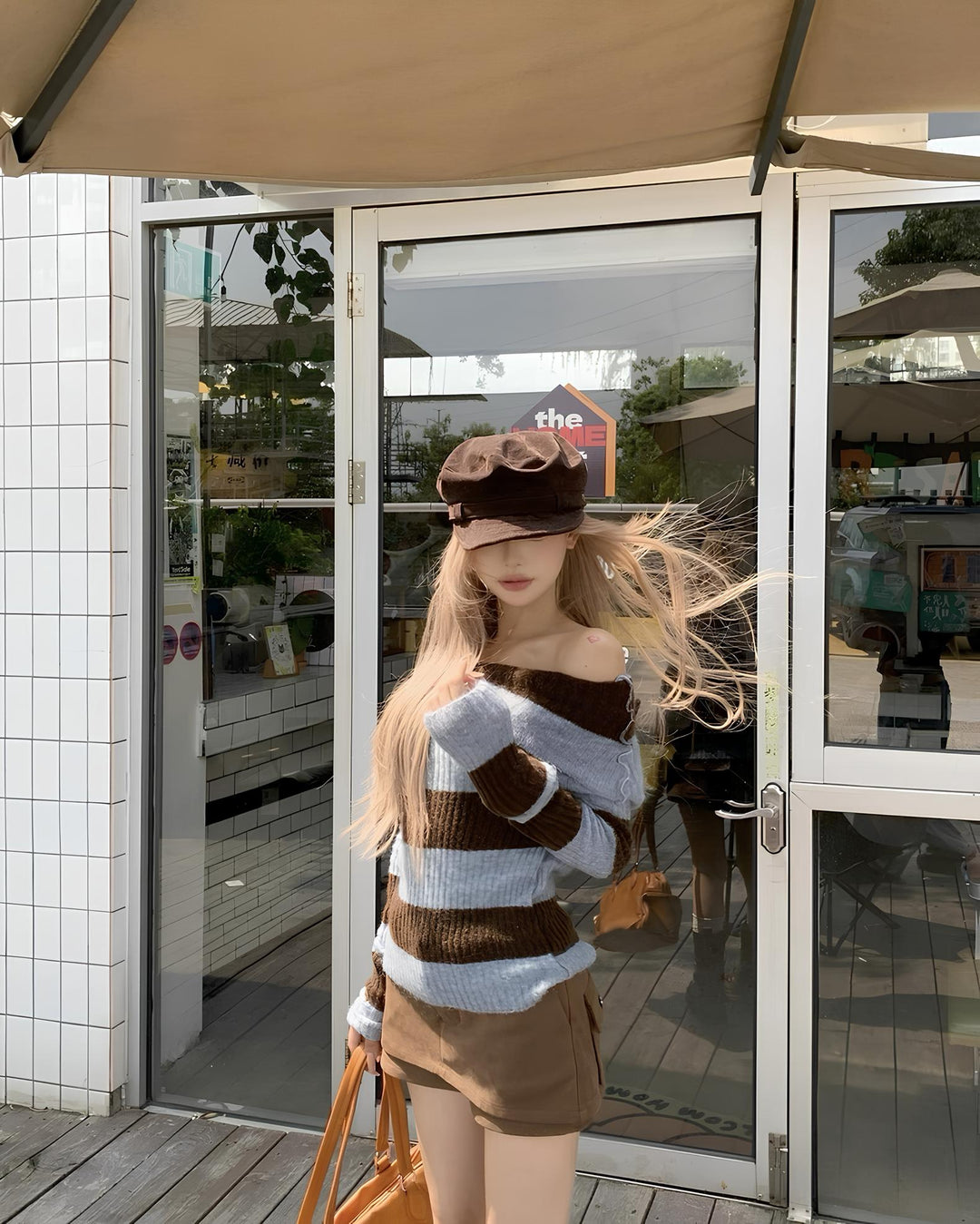 オフショルボーダーニットトップス Mc 644