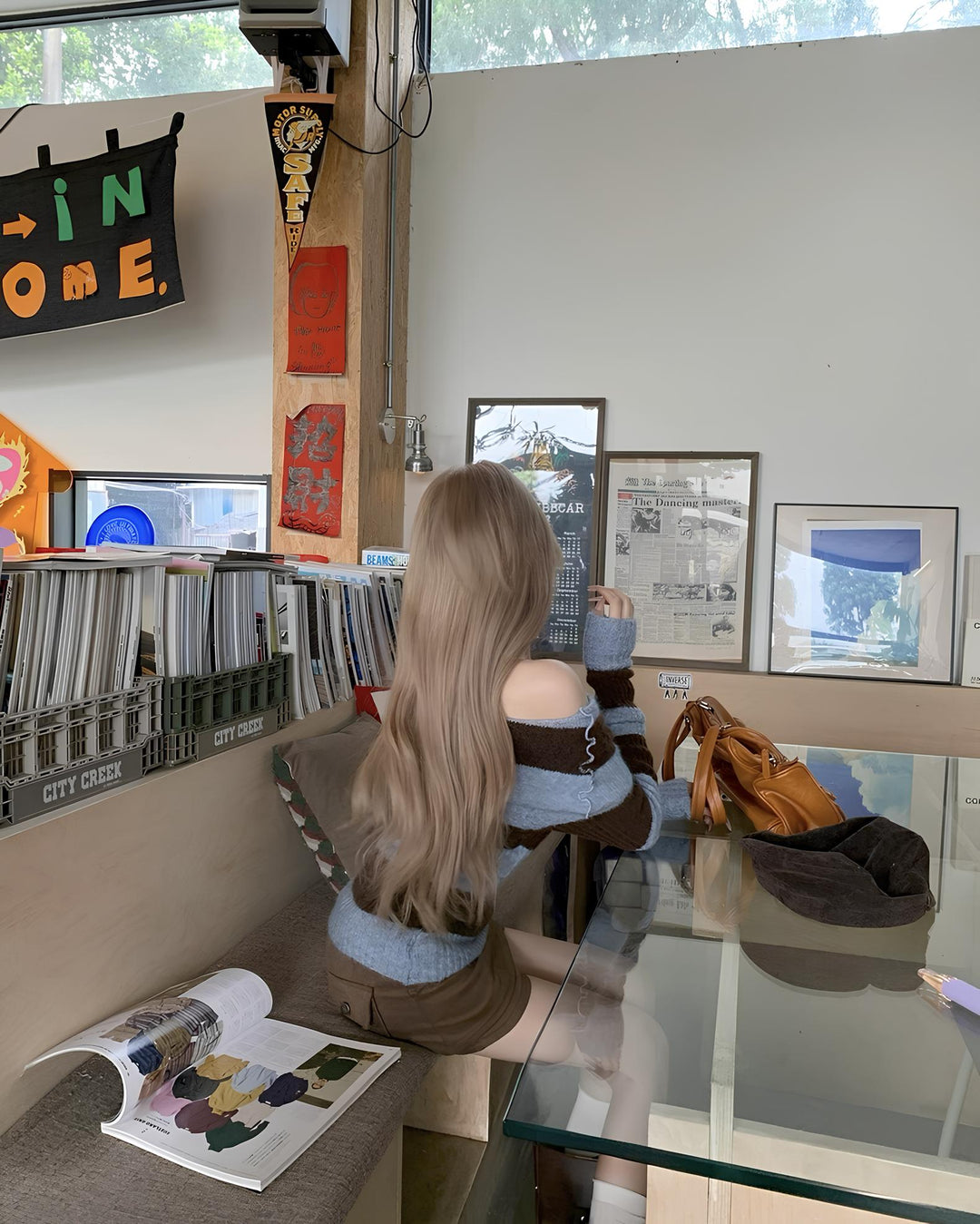 オフショルボーダーニットトップス Mc 644