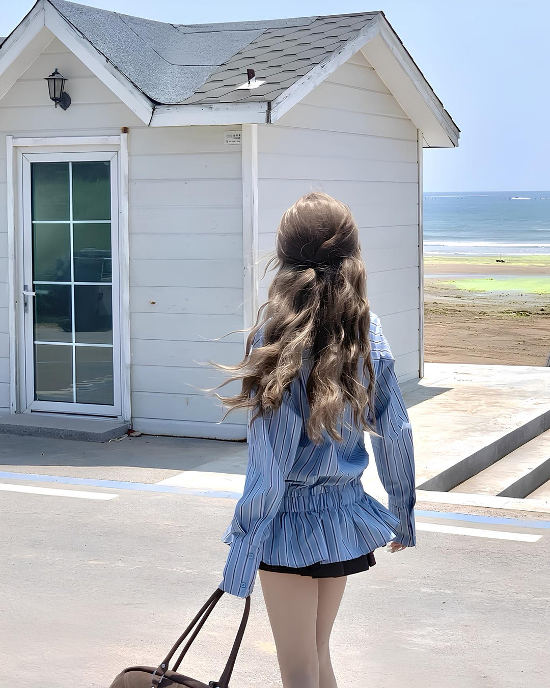 ウエストギャザーフリルストライプシャツ Mc 645