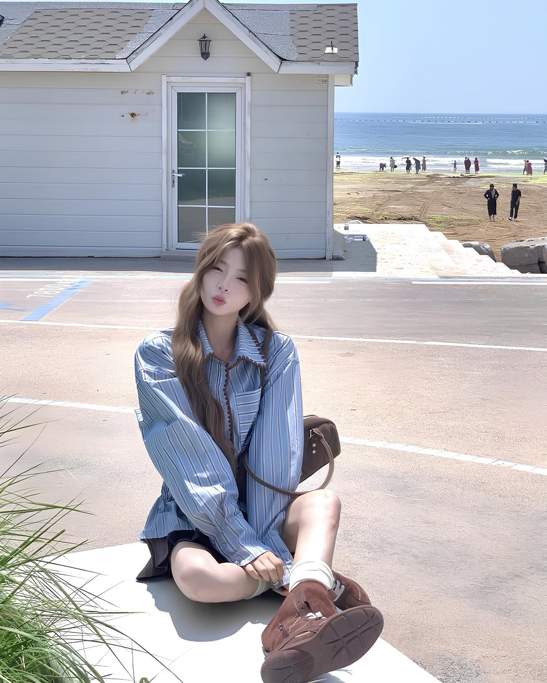 ウエストギャザーフリルストライプシャツ Mc 645