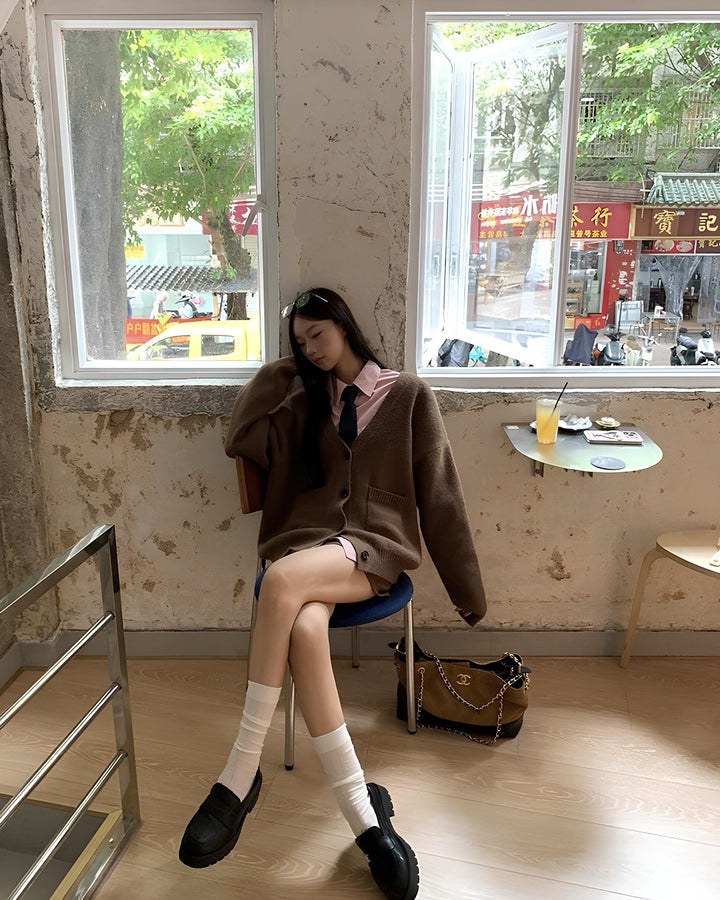 オーバーシルエットカーデ×ショートパンツ セットアップ Mc 646