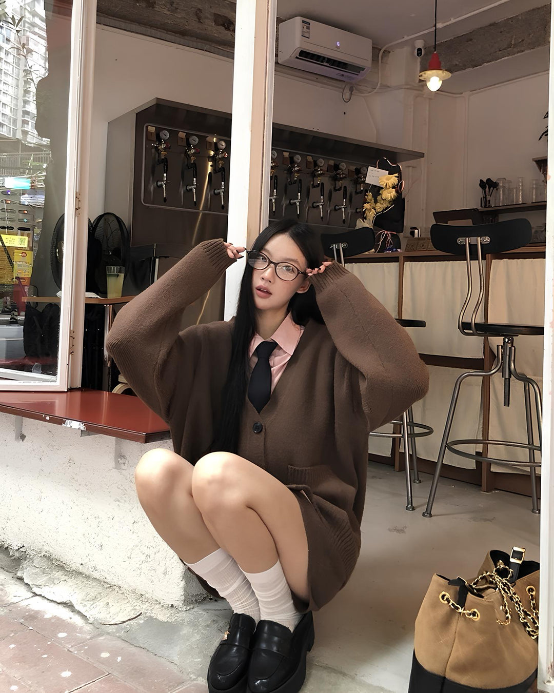 オーバーシルエットカーデ×ショートパンツ セットアップ Mc 646