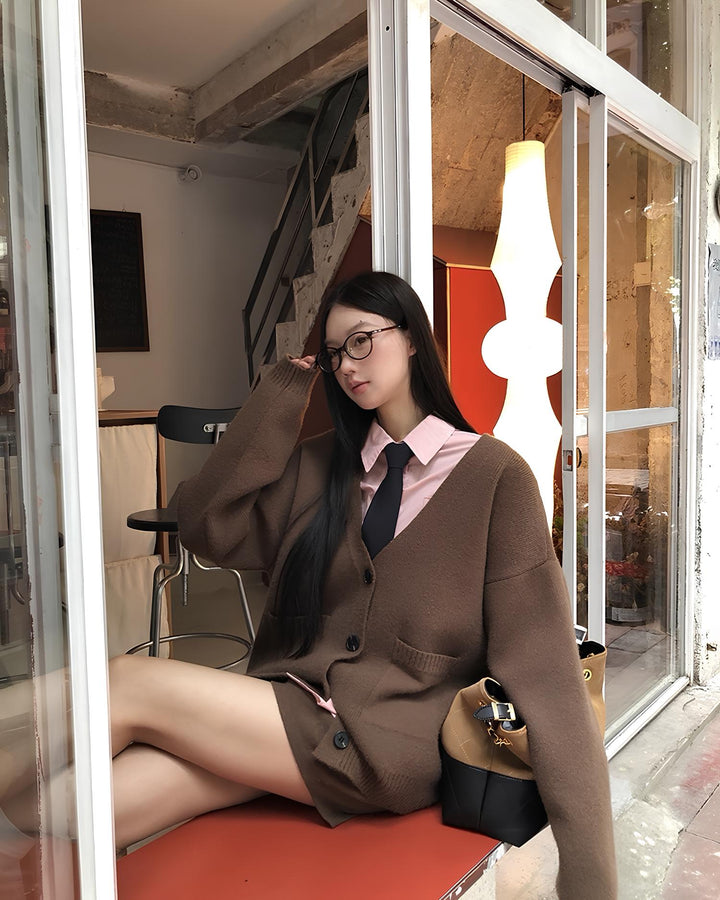 オーバーシルエットカーデ×ショートパンツ セットアップ Mc 646