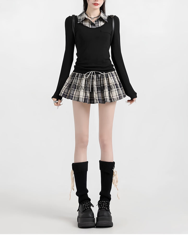 レイヤードチェックガーリーミニセットアップ  Mc656