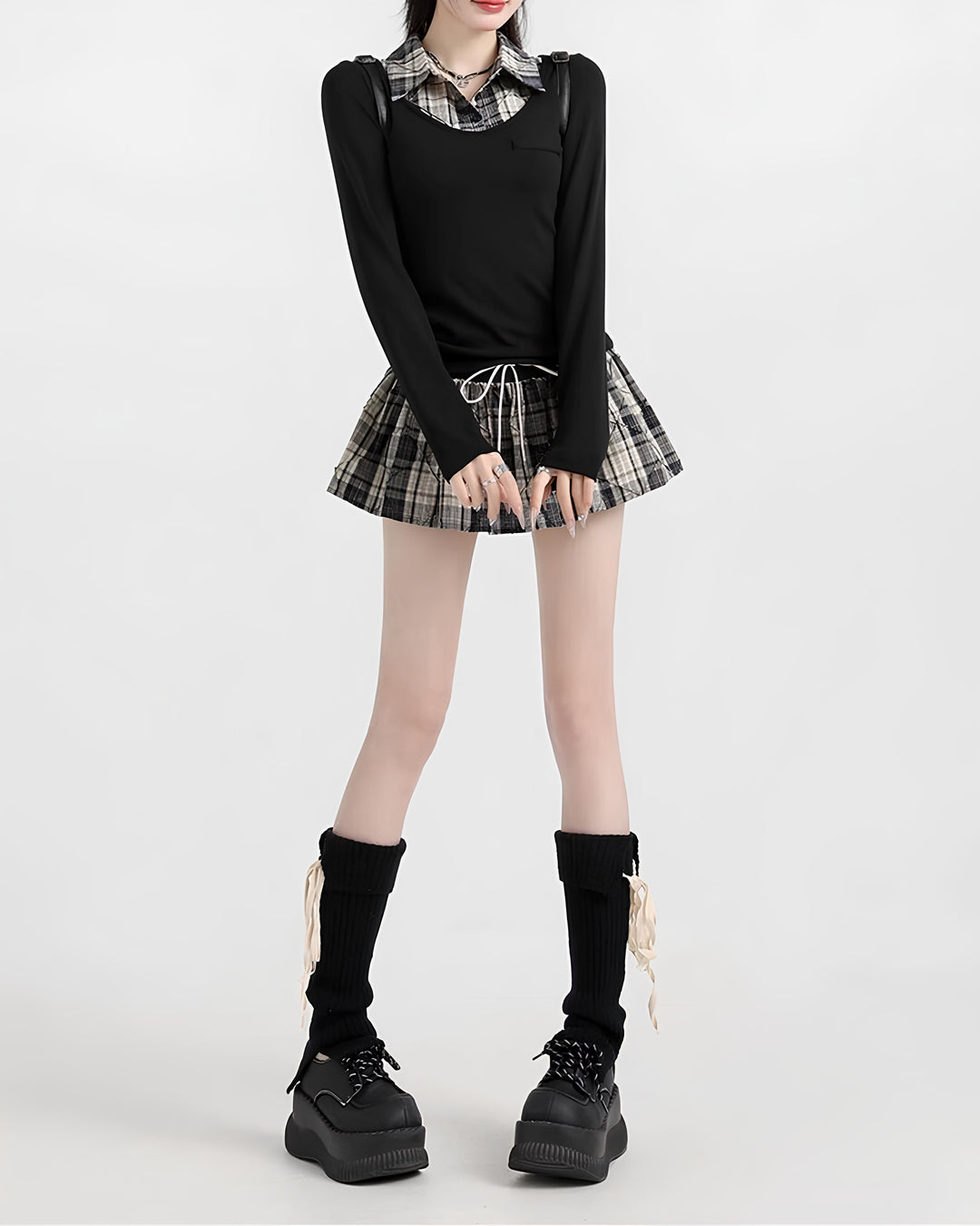 レイヤードチェックガーリーミニセットアップ  Mc656