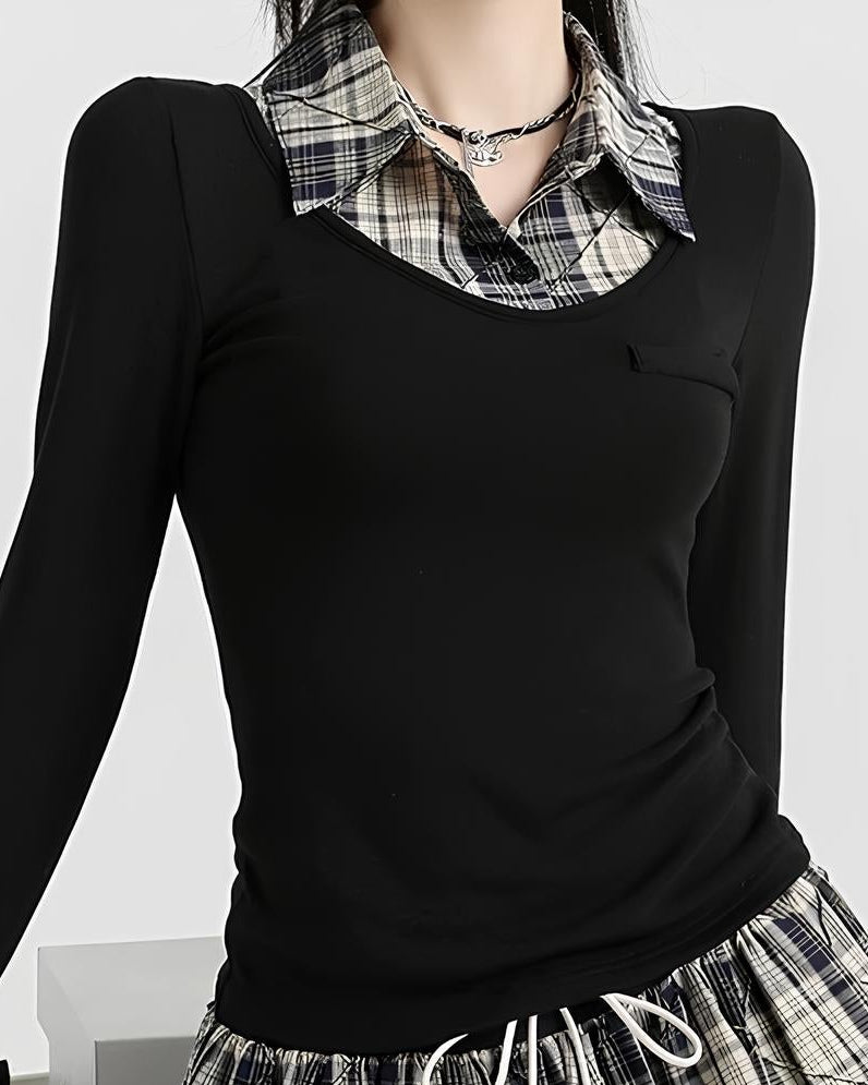 レイヤードチェックガーリーミニセットアップ  Mc656