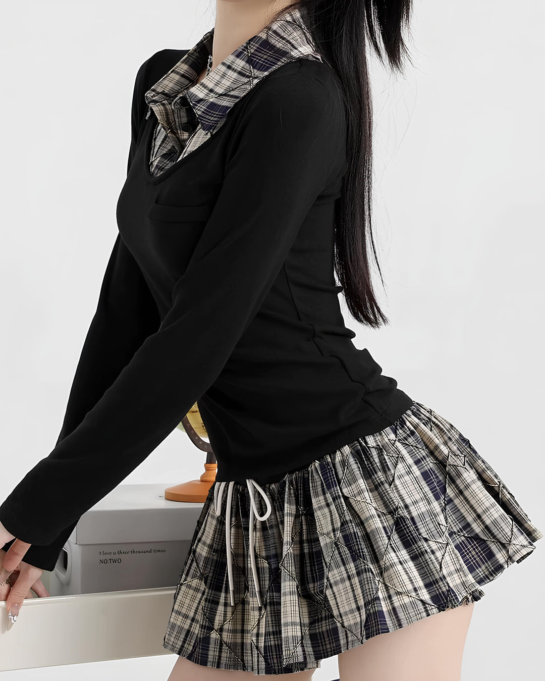 レイヤードチェックガーリーミニセットアップ  Mc656