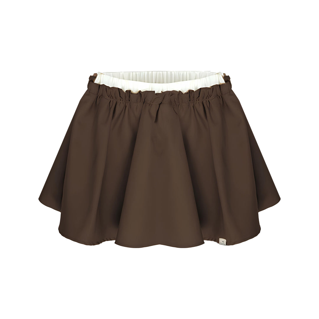 チェックフリルオフショルブラウンガーリーセットアップ Mc 661