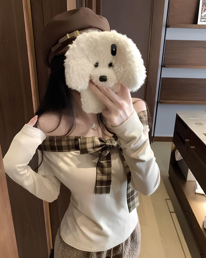 チェックリボンオフショルトップス Mc 662