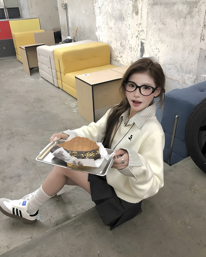 カレッジレイヤード風ニットトップス Mc 663