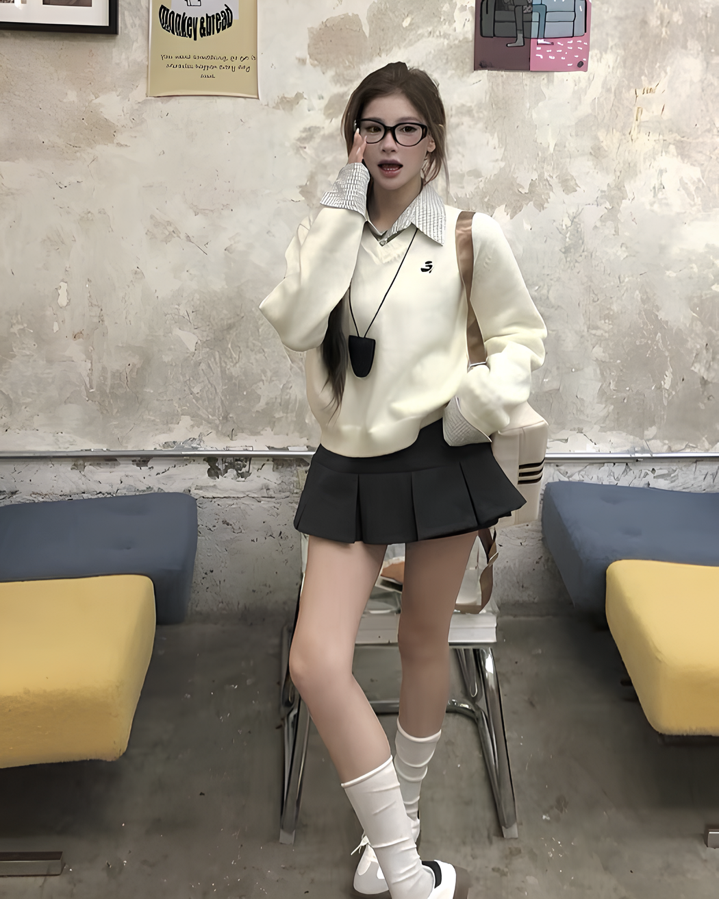 カレッジレイヤード風ニットトップス Mc 663