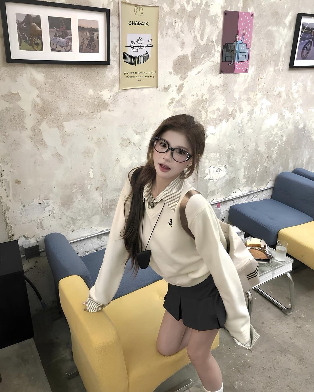 カレッジレイヤード風ニットトップス Mc 663