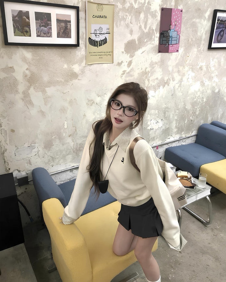 カレッジレイヤード風ニットトップス Mc 663